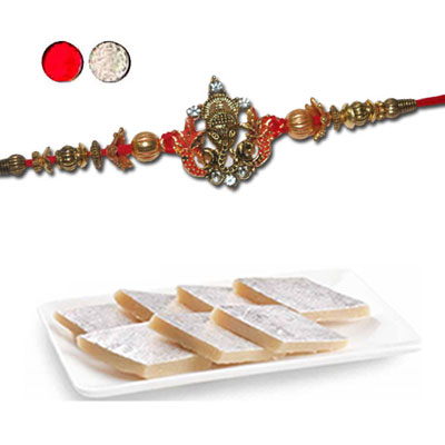 "Designer Fancy Rakhi - FR- 8410 A, 250gms of Kaju Kathili - Click here to View more details about this Product